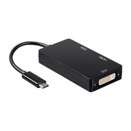 AISENS A109-0343 Base para Portátil y Replicador de Puertos USB-C a DVI/HDMI 4K/VGA, Negro
