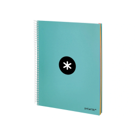 Antartik Cuaderno espiral A4 micro tapa forrada 120 hojas 90 gr cuadro 5mm 5 bandas color menta