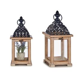 Farol de Madera Cuadrado Alto con Rejilla Natural Giftdecor 13x29x13 cm (6 Unidades) Precio: 38.50000022. SKU: S3604675