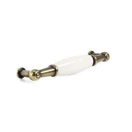 Giusti Tirador y Pomo de Porcelana Modelo Bambú Acabado Marfil/Bronce, Distancia 96mm