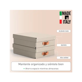 Leitz Caja de almacenaje de cartón mediana baja con asa de piel, beige, pack de 2 unidades, 8 litros