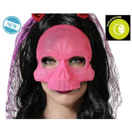 Máscara de Calavera Rosa Brillante en la Oscuridad para Disfraces de Halloween y Catrina - Accesorio Temático Precio: 0.79000053. SKU: B1HGNPEDWP