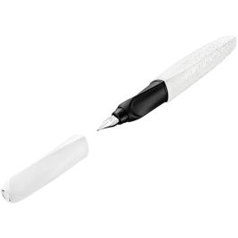 Pelikan Twist Pluma Estilográfica, Estructura Blanca, Punta M, para Zurdos/Diestros, Tinta Azul Borrable, Cartucho Incluido