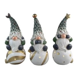 DKD Home Decor Gnomo Navideño con LED de Magnesia, Figura Alpina para Navidad, 55 cm Alto, 3 Unidades Surtidas Verde Blanco Dorado Precio: 117.49999998. SKU: B12RNJBYY6