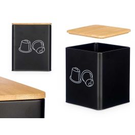 Kinvara Tarro Portacápsulas Cuadrado Tapa Bambú Acero Negro 14.2x17x14.2 cm (12 Unidades) Precio: 55.59000029. SKU: B19FYPJWN6