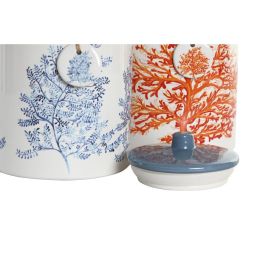 Bote DKD Home Decor Azul Coral Fucsia Blanco Dolomita (2 Unidades) (15 x 15 x 22 cm)