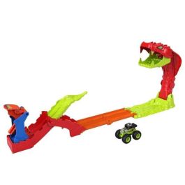 Hot Wheels Monster Trucks Mordedura De Serpiente JJN44 - Juguete de Coches a Escala 1:64 con Pista de Salto y Figura de Serpiente para Niños +4 Años