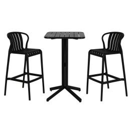 Mesa Bar Terraza Y Jardin DKD Home Decor Negro 60 x 102 x 60 cm Set de 3