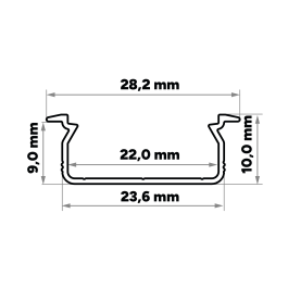 KIMERA Perfil Aluminio TVED Anodizado Plata con Difusor Opal, Tapones y Clips Sujección 2,02M
