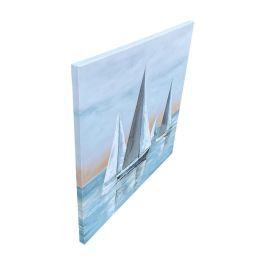 DKD Home Decor Cuadro Mediterraneo Turquesa Lienzo MDF 80 x 80 x 2.8 cm (4 Unidades)