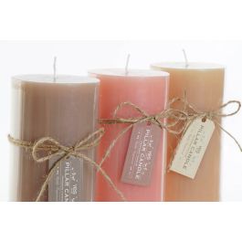 DKD Home Decor Vela de Cera Básicos Rustik aw 80 Horas Surtido Marrón/Oscuro/Rosa 12 Unidades 6.5x6.5x15 cm