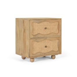 Giner y Colomer Mesita de Noche de Madera de Mango con 2 Cajones y Acabado Natural