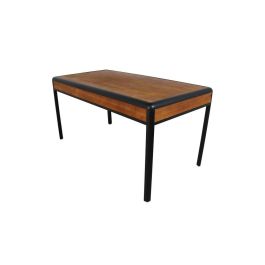 DKD Home Decor Mesa de Comedor Loft Marrón Oscuro Gris Oscuro Abeto y Metal 160x80x79 cm