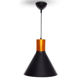 Lámpara Colgante Angelina SKD-P012-B Negro Mate Detalle Cobre Interior Dorado Diseño Retro Vintage Industrial Casquillo E27