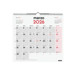 Finocam L-340x320 mm Mv Neutro Calendario de Pared 2026 para Escribir, con Espiral y Colgador, Ideal para Planificación