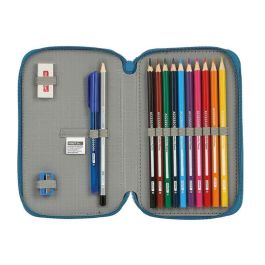 Blackfit8 28 pcs Plumier Doble Pequeño Egeo Azul 600D Poliéster