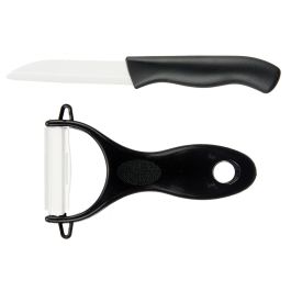 Set Pelador y Cuchillo de Plástico Negro Kinvara - 14x23x2 cm (24 Unidades) Set Pelador y Cuchillo de Plástico Negro Kinvara - 14x23x2 cm (24 Unidades)