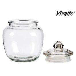 Vivalto Bote de Vidrio Hermético 1,4 L Transparente - Ideal para Alimentos - 14.5 x 18 x 14.5 cm (12 Unidades)