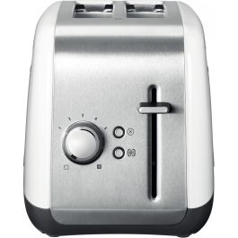 KitchenAid 5KMT2115EWH Tostadora de 2 rebanadas, 1100W, Acero Inoxidable/Blanco, Control ajustable, Bandeja recogemigas