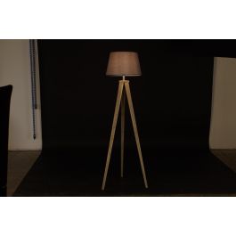 DKD Home Decor Lámpara de Pie Alpino Natural Gris 40 x 154 x 40 cm (2 Unidades) Lino E27 Pino