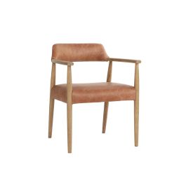 DKD Home Decor Top chairs 2c24 Sillón Horeca Urbano Fresno y Piel Marrón 57 x 74 x 59 cm (Altura asiento 46 cm)