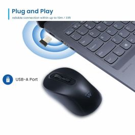 Ewent EW3218 Ratón Óptico Inalámbrico 2.4 GHz USB-A Nano Clic Silencioso DPI Ajustable 800-1600 Negro para Oficina y Hogar
