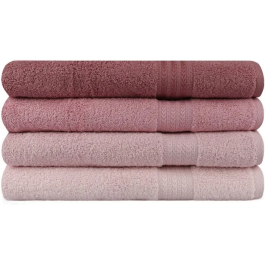 HOB8681181888001 Juego de 4 Toallas de Baño - 70 x 140 cm - Color Polvo