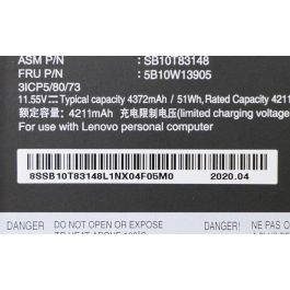Lenovo Internal battery, 50Wh capacity, 3-cell Lithium-Ion, 11.55V, compatible with Lenovo ThinkPad T490 laptops. Lenovo Internal battery, 50Wh capacity, 3-cell Lithium-Ion, 11.55V, compatible with Lenovo ThinkPad T490 laptops.