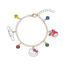 PEERS HARDY Pulsera ajustable Hello Kitty and Friends con charms de My Melody, Cinnamoroll y piedras brillantes