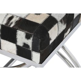 DKD Home Decor Descalzadora Colonial Marron Oscuro Crema Acero Piel 40 x 43 x 53 cm