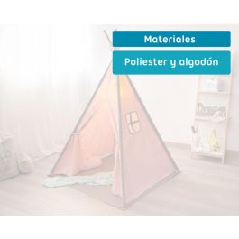 KioKids Teepee Rosa para Bebés y Niños +0 Meses, Tienda de Juego Portátil con Ventana y Puerta, Algodón Poliéster
