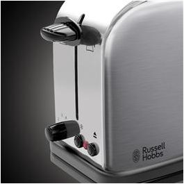 Russell Hobbs 21396-56 Tostador Ranura Alargada Oxford con Regulador de Tueste, Extraelevación y Función para Pan Congelado, Bandeja Recogemigas Extraíble
