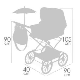 Decuevas Coche Reborn Plegable con Sombrilla Vintage para Muñecas. Ideal para el Juego de Simulación de Niñas desde 3 años. 40x90x90 cm.