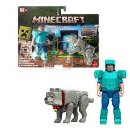 Pack 2 Figuras Steve Y Wolf Minecraft Movie Jfr71 Mattel