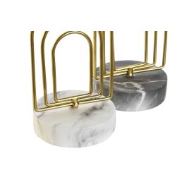 DKD Home Decor Candelabro Moderno Dorado Blanco Metal Cemento 8 x 16 x 8 cm (12 Unidades)