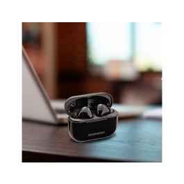 Daewoo Auricular TWS Bluetooth 5.3 con Estuche de Carga USB Tipo-C, 500mAh, Color Negro