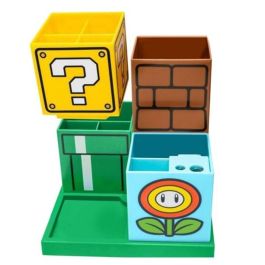 PALADONE Organizador de Escritorio Super Mario Bros 15cm con 4 Bloques Modulares y Sacapuntas