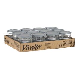 Vivalto Fiambrera de Cristal Redonda 415 ml Gris, Vidrio y Plástico, 12.5x12x6 cm (24 Unidades)