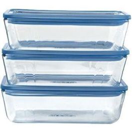Pyrex PYR3426470296243 Juego de 3 Recipientes de Almacenamiento con Tapa, Vidrio sin Plástico, Rectangular, 0.8 L Precio: 55.89000043. SKU: B1FNJMS4V6