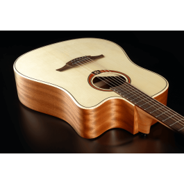 LAG Guitarra Acústica Electroacústica Dreadnought Cutaway Tramontane 70 A/E Natural con Tapa de Abeto Engelmann y Electrónica DirectLâg GT2