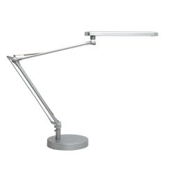 Lampara De Escritorio Unilux Mambo Led 5,6 W Doble Brazo Articulado Abs Y Aluminio Gris Metalizado Base 19 cm