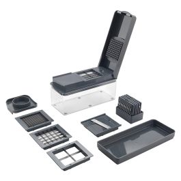 Metaltex Slice Cube Cortador y Rallador de Verduras Multifunción con 10 Cuchillas de Acero Inoxidable, Recipiente 1.5L y Tapa - 23.5x10.5x14 cm