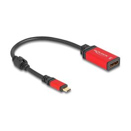 DeLOCK Adaptador USB-C a DisplayPort 1.4 (DP Alt Mode), 8K a 30Hz, HDR10, Negro y Rojo, Cable 0.2m, Macho/Hembra, Plug & Play
