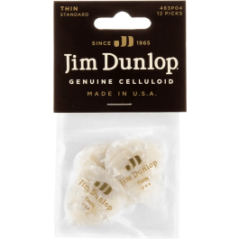 Dunlop Pack 12 Púas Genuine Celluloid Thin Blanco Perlado