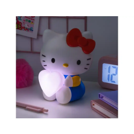 Wondee Lámpara Sobremesa Hello Kitty con Corazón Rosa 16 cm, Decoración Sanrio, Iluminación con Pilas AAA