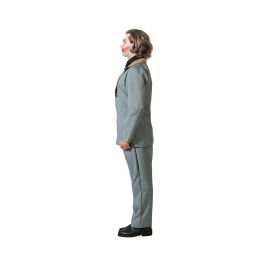 Disfraz Payaso Traje Gris con Corbata Hombre Adulto XXL - Chaqueta, Pantalón y Camisa para Halloween o Carnaval, 100% Poliéster