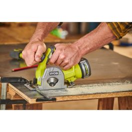 RYOBI ONE + R18MMS-0 Sierra multimaterial 18V, 85 mm, 4250 rpm, con hoja multimaterial y para baldosas, guía paralela y boquilla succión