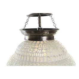 DKD Home Decor Lámpara de Techo Árabe Blanca de Cristal y Metal, Estilo Oriental, Dimensiones 23x23x33 cm, Bombilla E14 Máx 25W