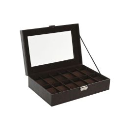 Caja-Joyero Home ESPRIT Marrón oscuro Poliuretano Cristal Acero Madera MDF 30 x 20 x 8 cm Precio: 28.49999999. SKU: B167J83DQX