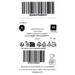 La Mediterranea Plato Postre Aelia Ø20 cm Monaco Brillo (12 Unidades)